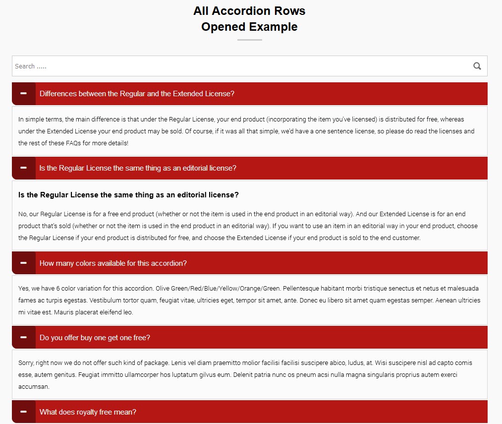 BWL Searchable Accordion jQuery Plugin by xenioushk CodeCanyon